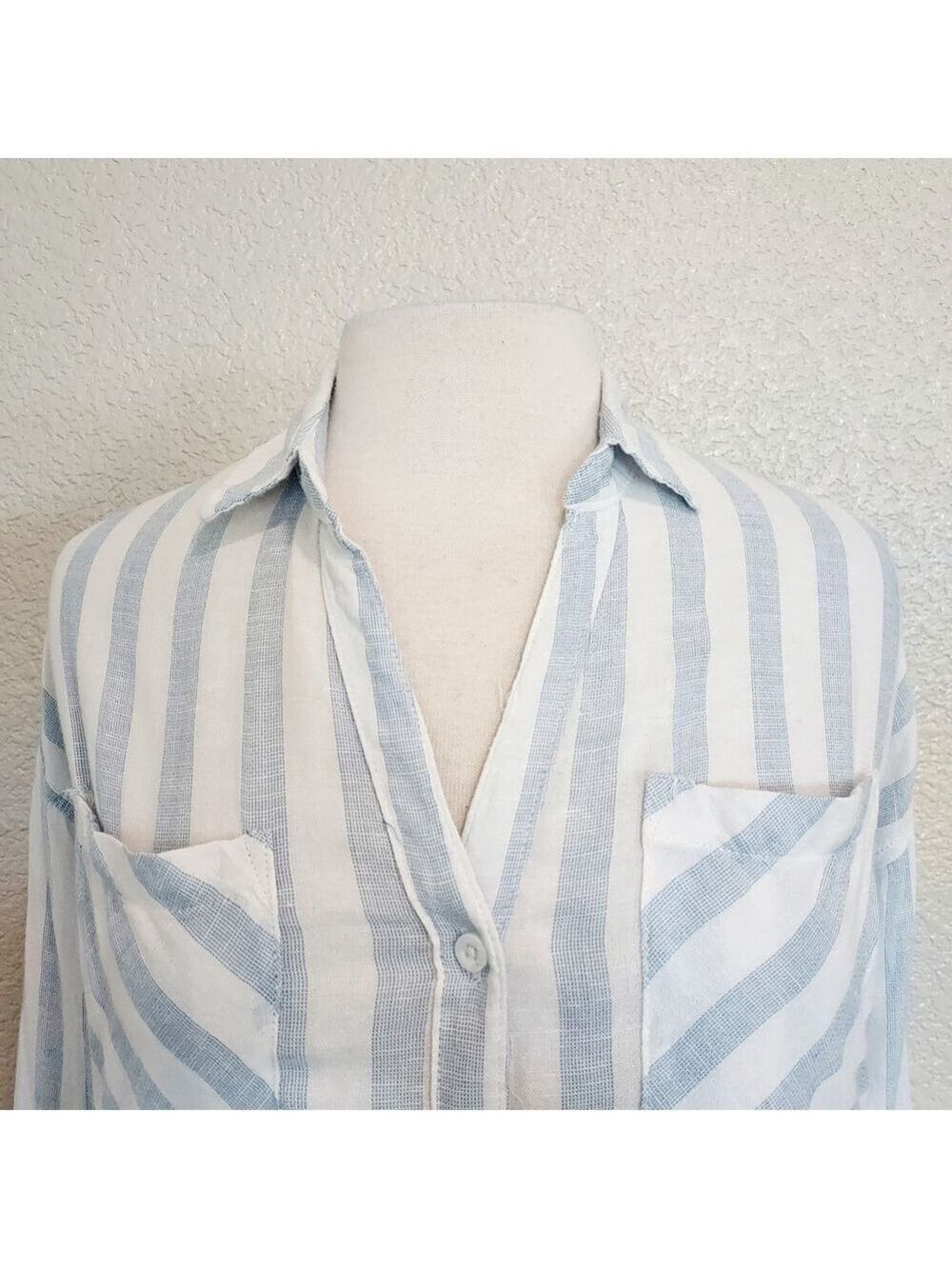 Thread & Supply Blue & White Striped Button Up Size XS - Picture 3 of 11